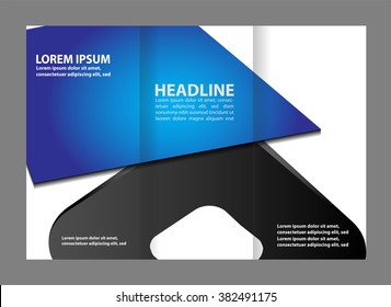 Vector blue tri-fold brochure design template
