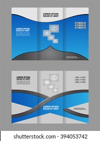 Vector blue tri-fold brochure design template
