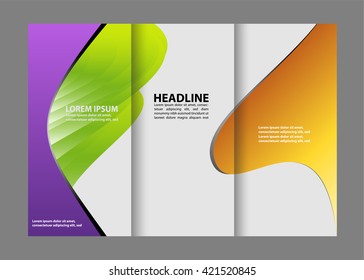 Vector blue tri-fold brochure design template
