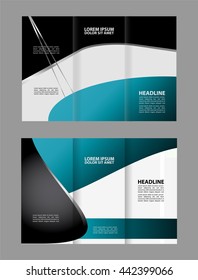 Vector blue tri-fold brochure design template
