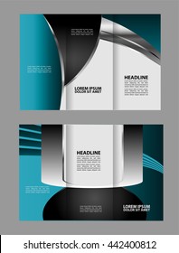 Vector blue tri-fold brochure design template
