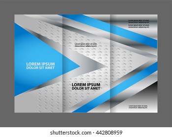 Vector blue tri-fold brochure design template
