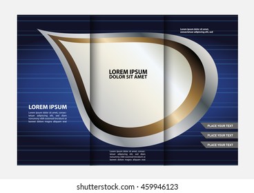 Vector blue tri-fold brochure design template
