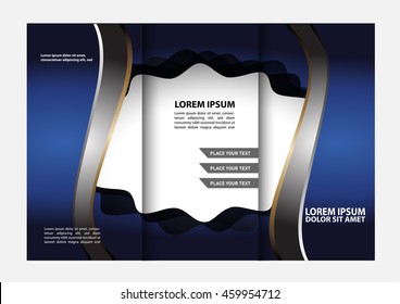 Vector blue tri-fold brochure design template
