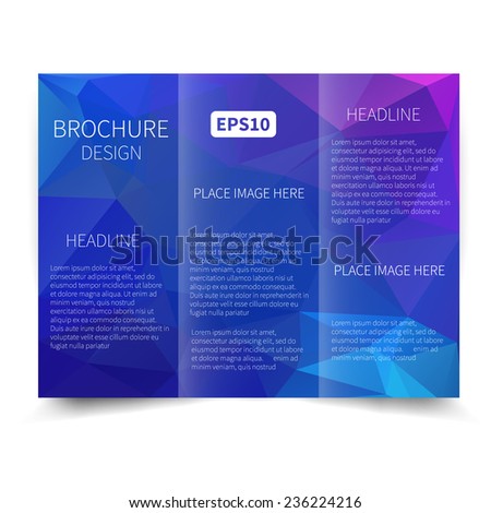 vector blue trifold brochure design template stock vector royalty
