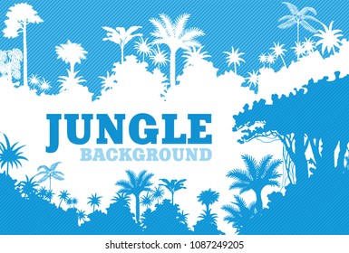 Vector blue Tropical Rainforest Jungle Background