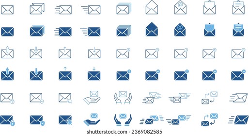 Vector Blue Two-Tone Email Icon Set