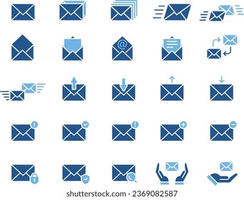 Vector Blue Two-Tone Email Icon Set
