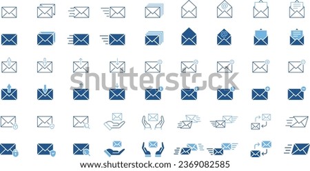 Vector Blue Two-Tone Email Icon Set
