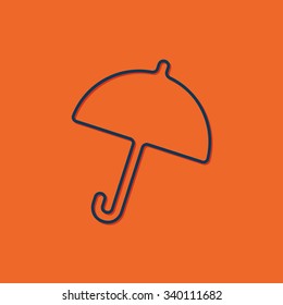 Vector blue umbrella icon on orange background 