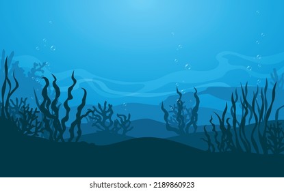 Vector blue underwater landscape background