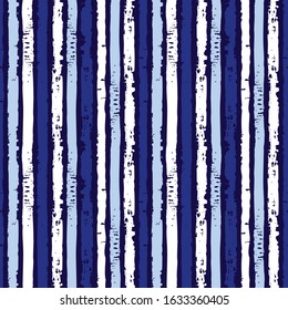 Vector blue vertical grunge brush striped repeat pattern with white background. Texture for web, print, wallpaper, home decor, fabric, textile, invitation background, wrapping paper.