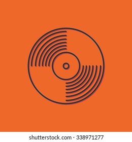 Vector blue vinyl icon on orange background 