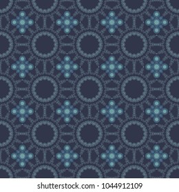 Vector blue, violet and gray Traditional Indian motif seamless pattern.