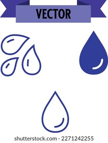 Vector blue water drop icon set. Flat droplet logo shapes collection