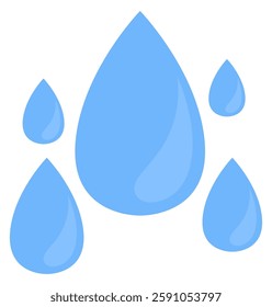 Vector blue water drop icon set isolated on white background.