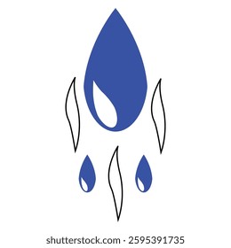 Vector blue water drop icon set. Flat droplet logo shapes collection
