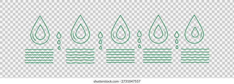 Conjunto de iconos de gota de agua azul Vector. Colección de Formas de logotipo de gota plana