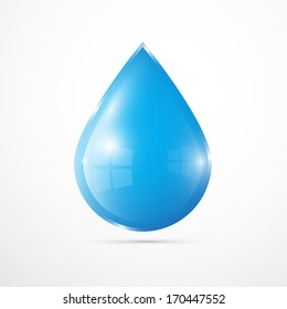 Vector Blue Vector Water Drop Isolated on White Background 