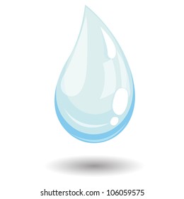 Vector blue water drop. Realistic looking illustration - clear shiny water