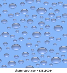 Vector Blue Water Drop Seamless Pattern. Aqua Natural Background