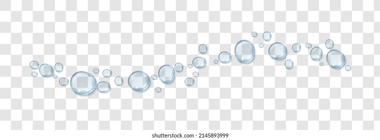 Vector blue water drops. Condensation on the window, on the surface. Realistic drops on an isolated transparent background. PNG.
