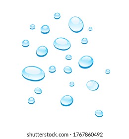 Vector blue water drops isolated on a white background