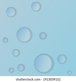 Vector blue water drops on blue gradient background