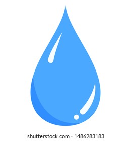 Vector blue water liquid drop icon isolated on white background. Flat style. Elegant cool single nature element for logo, web, app design.
