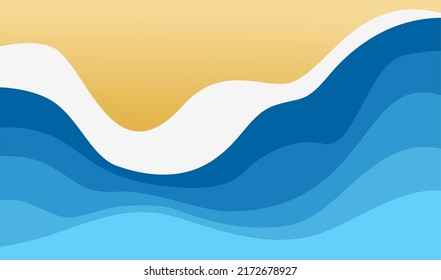 vector blue water wave beach shape layer concept zigzag pattern abstract background flat design illustration style