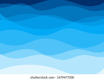 Vector blue water wave layer shape zigzag pattern concept abstract background flat design style illustration.