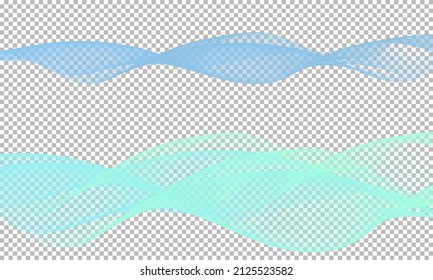 Vector blue water wave layer shape wavy pattern concept on transparent background blend design style illustration.