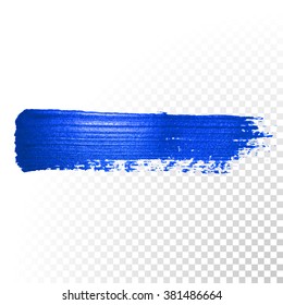 Pintura de desprestigio de pincel de color azul vectorial. Resumen de la línea de desprestigio de pintura al óleo sobre fondo transparente.
