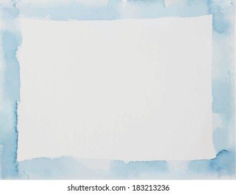 Vector blue watercolor frame paper useful for background 