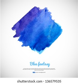 Vector blue watercolor rhomb