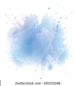 Vector blue watercolor splash texture background.