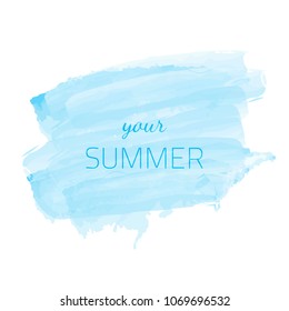 Vector blue watercolor texture. Summer abstract design