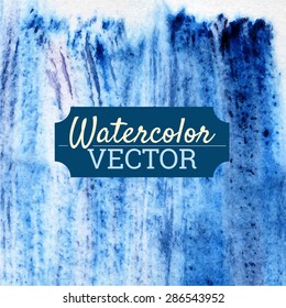 Vector blue watercolors brush strokes background