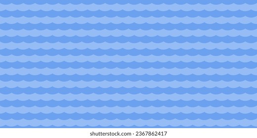 Vector blue wave background. Simple sea waves seamless pattern. Textile surface print design.