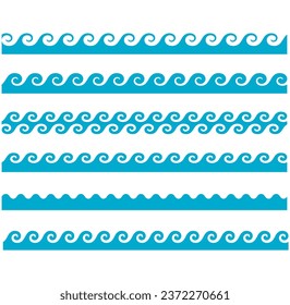 Vector blue wave icons set