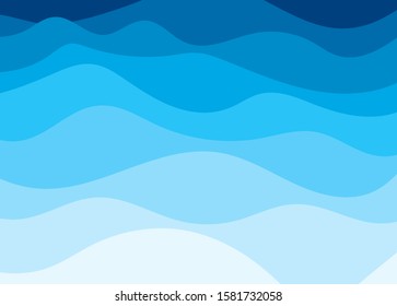 Vector blue wave layer shape zigzag concept abstract background flat design style illustration.