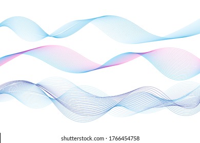 Vector blue wave lines isolated on a white background. Design for web pages and sites.