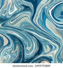 Vector blue wave lines pattern. Abstract illustration waves marbling background, blue wavy wallpaper graphic design.Wavy Swirl Seamless Pattern Groovy.