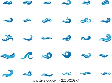 Colección del logotipo del agua de la escisión de la onda azul del vector