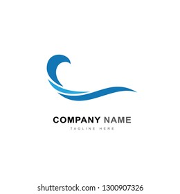 Vector blue waves logo icon with swoosh shapes.