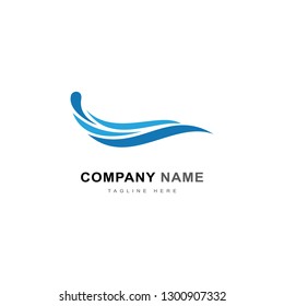 Vector blue waves logo icon with swoosh shapes.