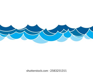 Vector blue waves. Modern nautical pattern. Trendy design element. Abstract water. Swimming pool Vector background.