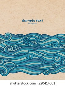 Vector blue waves pattern on cardboard background