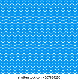 Vector blue waves  seamless abstract pattern background