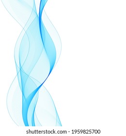 Vector blue  wavy abstract lines background